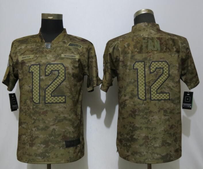 Women Seattle Seahawks #12 Fan Nike Camo Salute to Service Limited NFL Jerseys->ncaa teams->NCAA Jersey